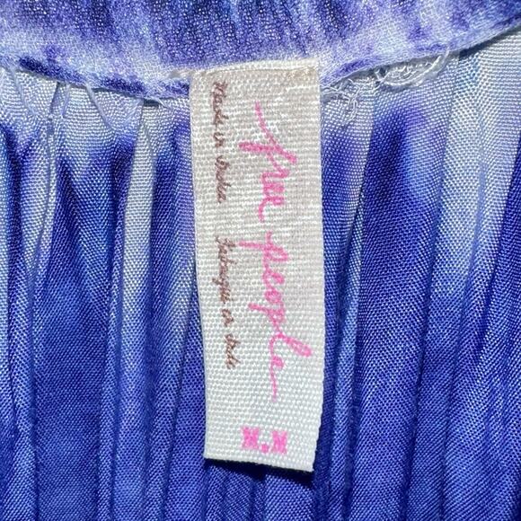 Free People Aphrodite Blue Tie Dye Asymmetric Hem Dress Size Medium - Picture 6 of 13